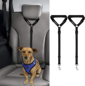 BWOGUE 2 Packs Dog Cat Safety Seat Belt Strap Car Headrest Restraint