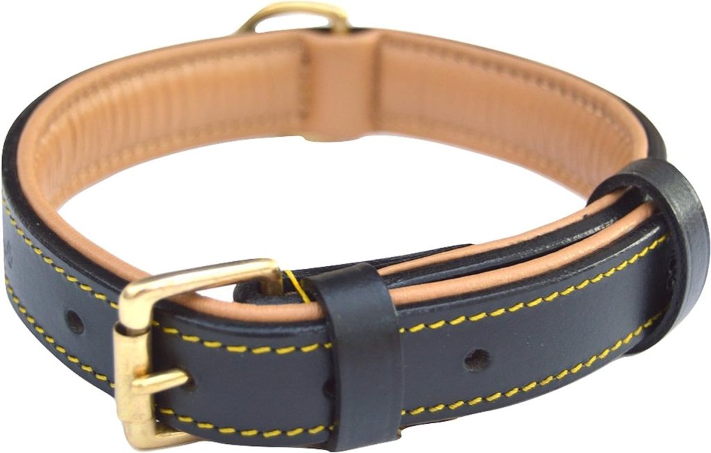 Soft Touch Collars Black Leather Padded Dog Collar